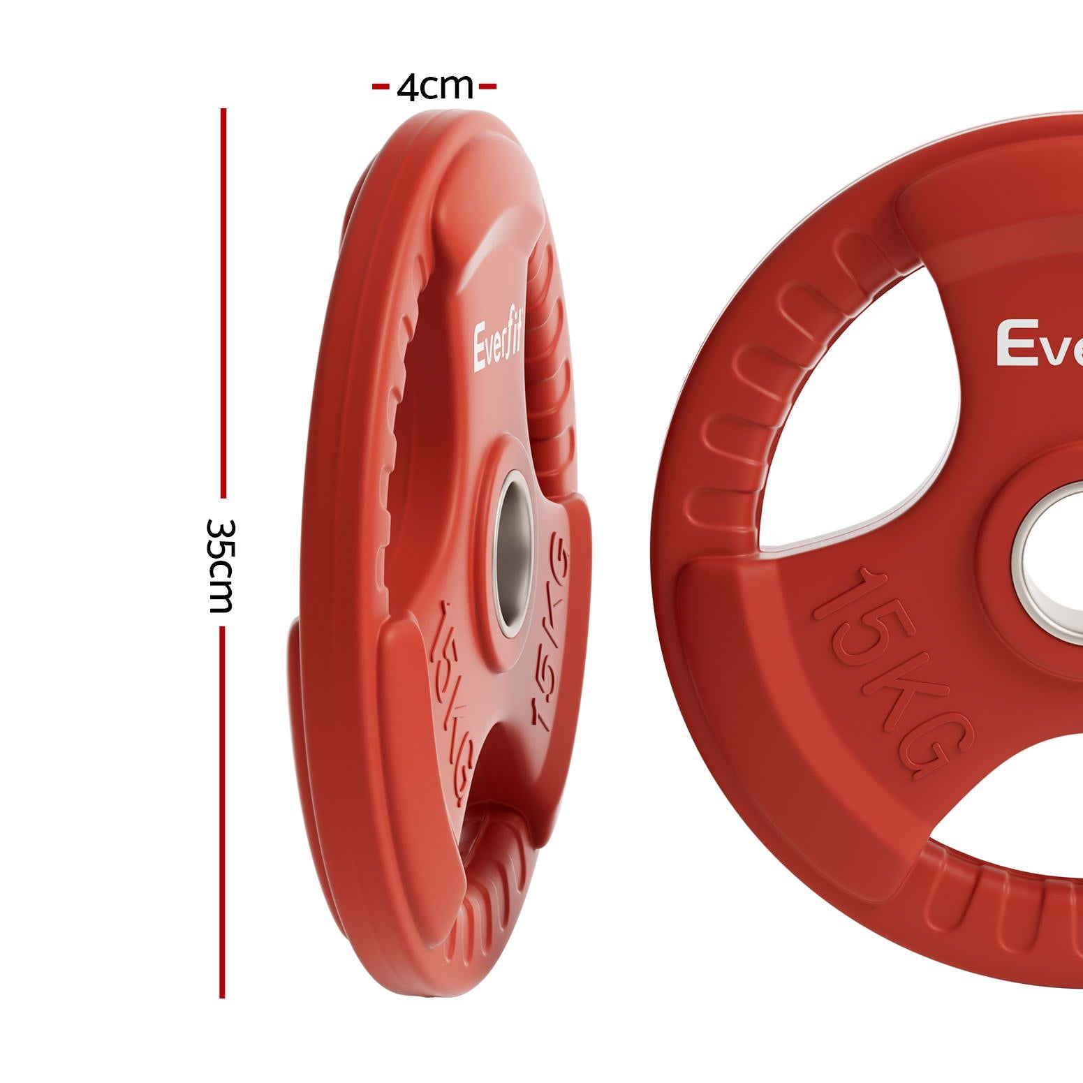 Everfit Weight Plates Olympic 15kg Dumbbell Barbell Plate Weight Lifting Home Gym Red FIT-K-DB-PL-15KG-RD