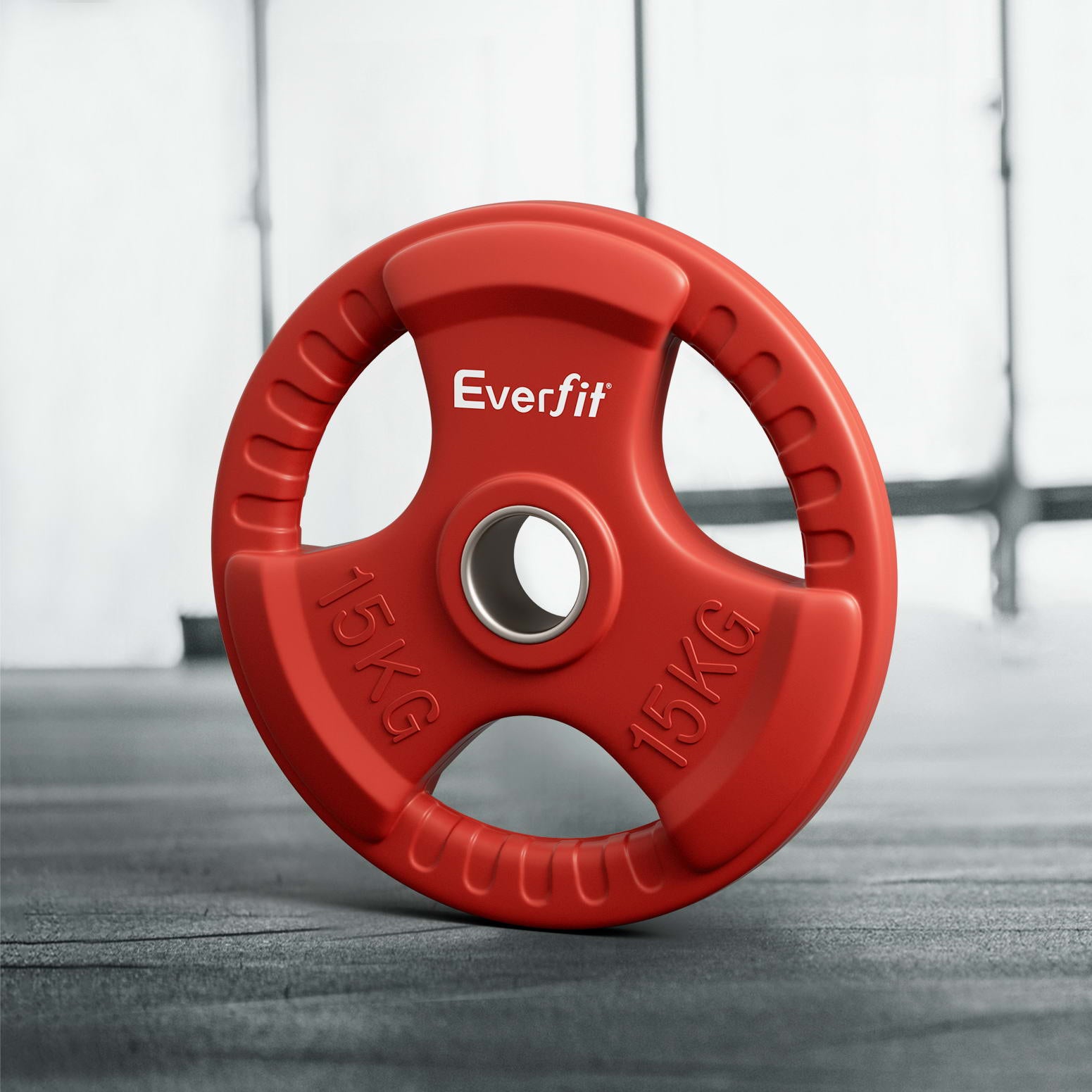 Everfit Weight Plates Olympic 15kg Dumbbell Barbell Plate Weight Lifting Home Gym Red FIT-K-DB-PL-15KG-RD