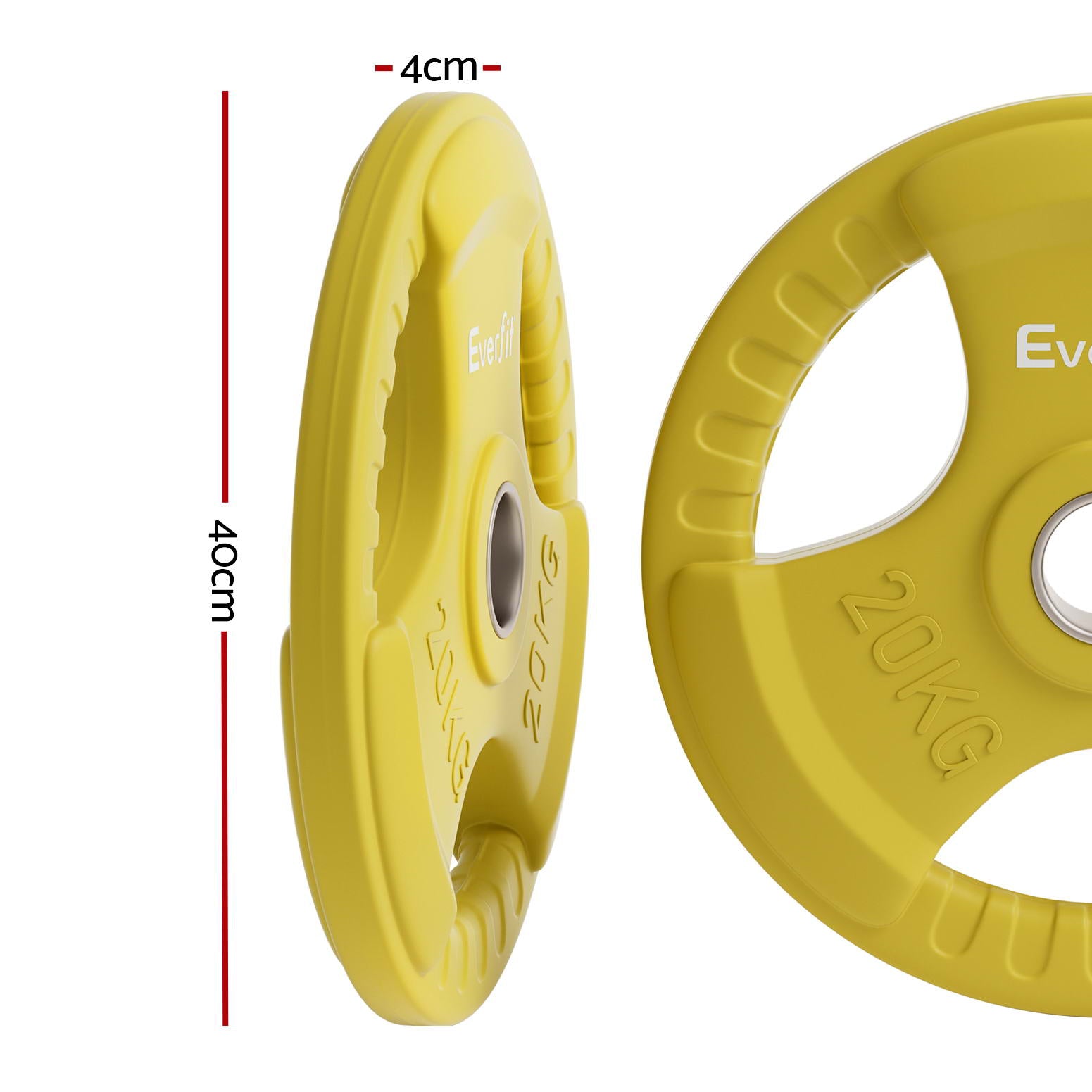 Everfit Weight Plates Olympic 20kg Dumbbell Barbell Plate Weight Lifting Home Gym Yellow FIT-K-DB-PL-20KG-YE