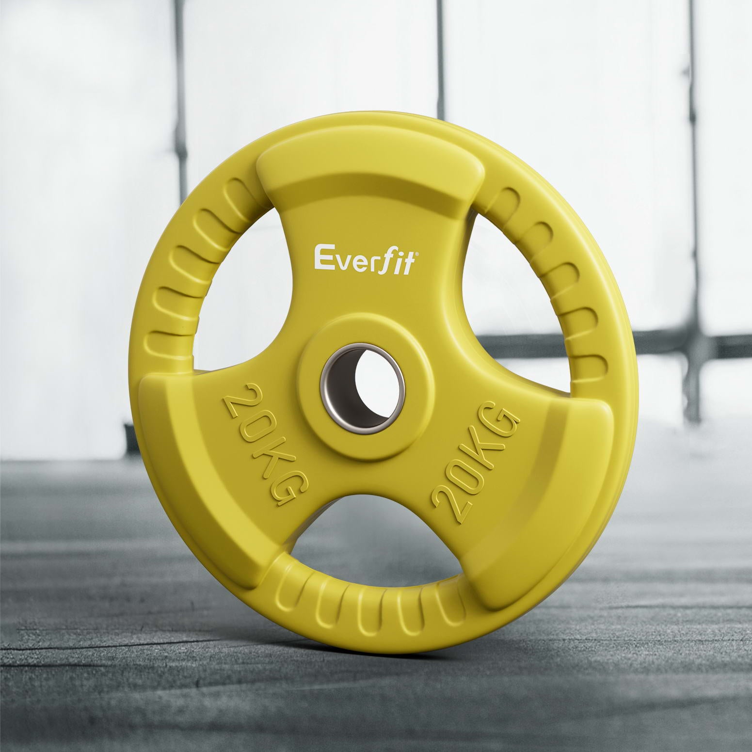 Everfit Weight Plates Olympic 20kg Dumbbell Barbell Plate Weight Lifting Home Gym Yellow FIT-K-DB-PL-20KG-YE