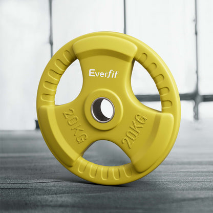 Everfit Weight Plates Olympic 20kg Dumbbell Barbell Plate Weight Lifting Home Gym Yellow FIT-K-DB-PL-20KG-YE