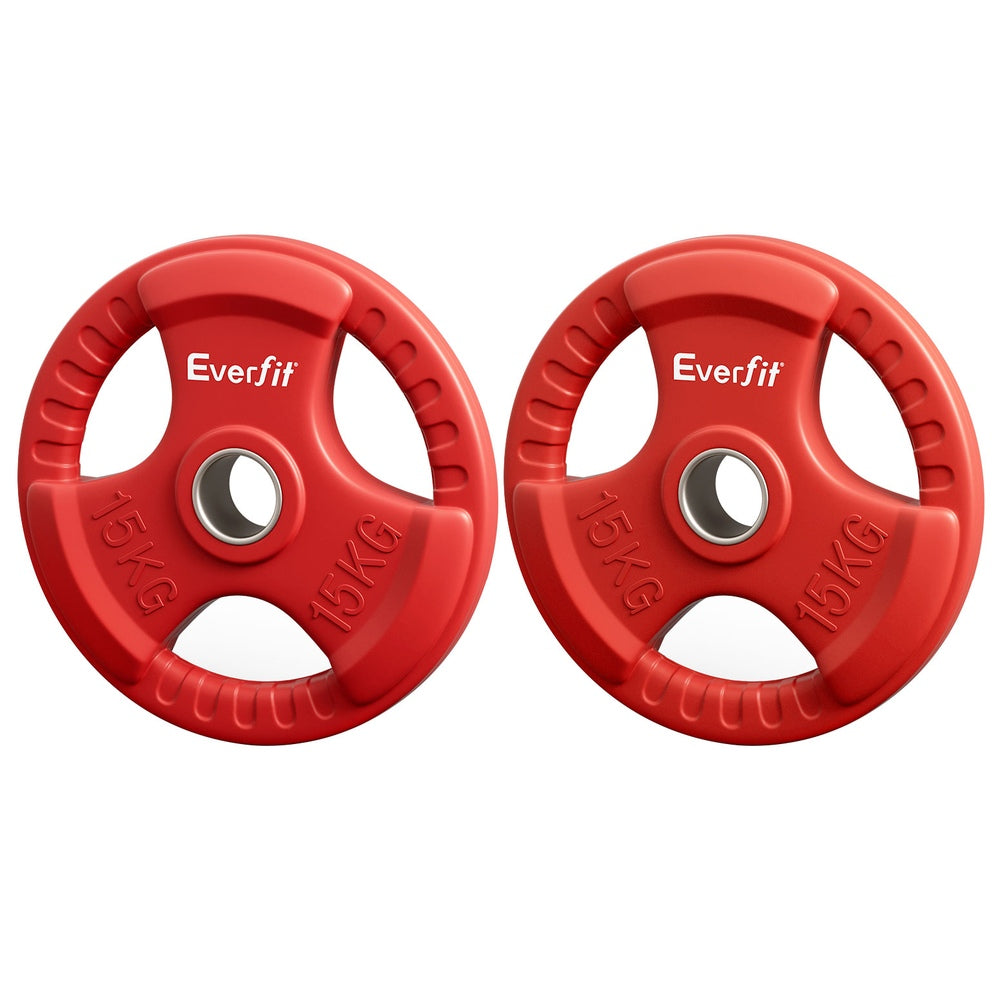 Everfit Weight Plates Olympic 15kgx2 Dumbbell Barbell Plate Weight Lifting Home Gym Red FIT-K-DB-PL-SET-30KG