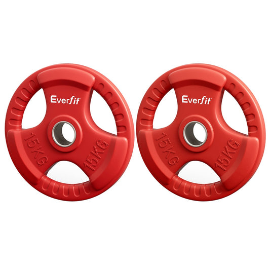 Everfit Weight Plates Olympic 15kgx2 Dumbbell Barbell Plate Weight Lifting Home Gym Red FIT-K-DB-PL-SET-30KG