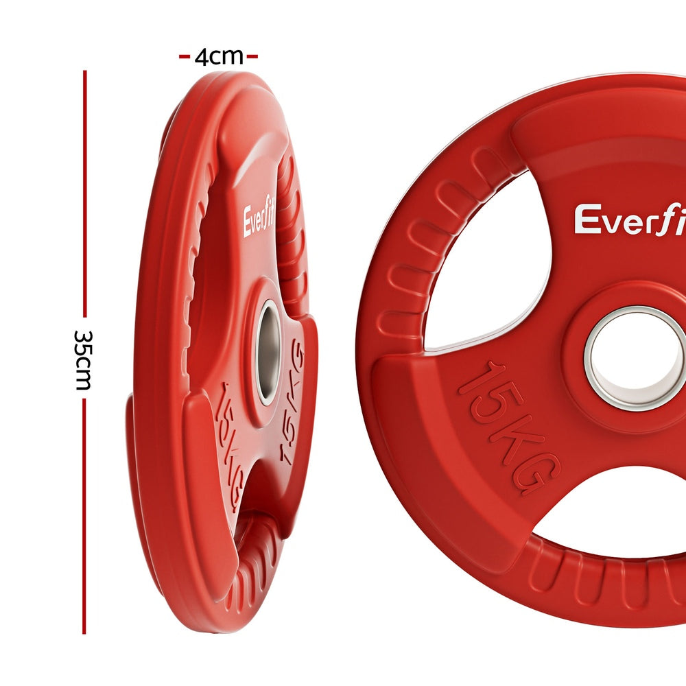 Everfit Weight Plates Olympic 15kgx2 Dumbbell Barbell Plate Weight Lifting Home Gym Red FIT-K-DB-PL-SET-30KG