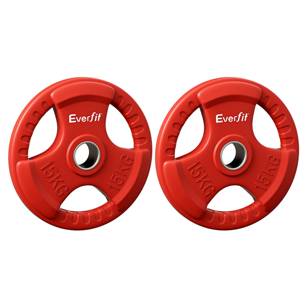 Everfit Weight Plates Olympic 15kgx2 Dumbbell Barbell Plate Weight Lifting Home Gym Red FIT-K-DB-PL-SET-30KG