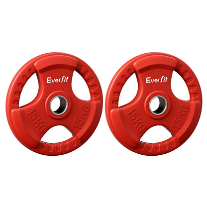 Everfit Weight Plates Olympic 15kgx2 Dumbbell Barbell Plate Weight Lifting Home Gym Red FIT-K-DB-PL-SET-30KG