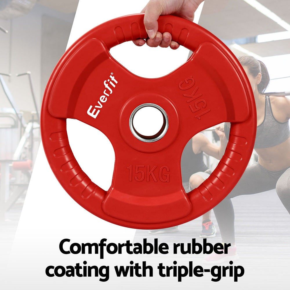 Everfit Weight Plates Olympic 15kgx2 Dumbbell Barbell Plate Weight Lifting Home Gym Red FIT-K-DB-PL-SET-30KG