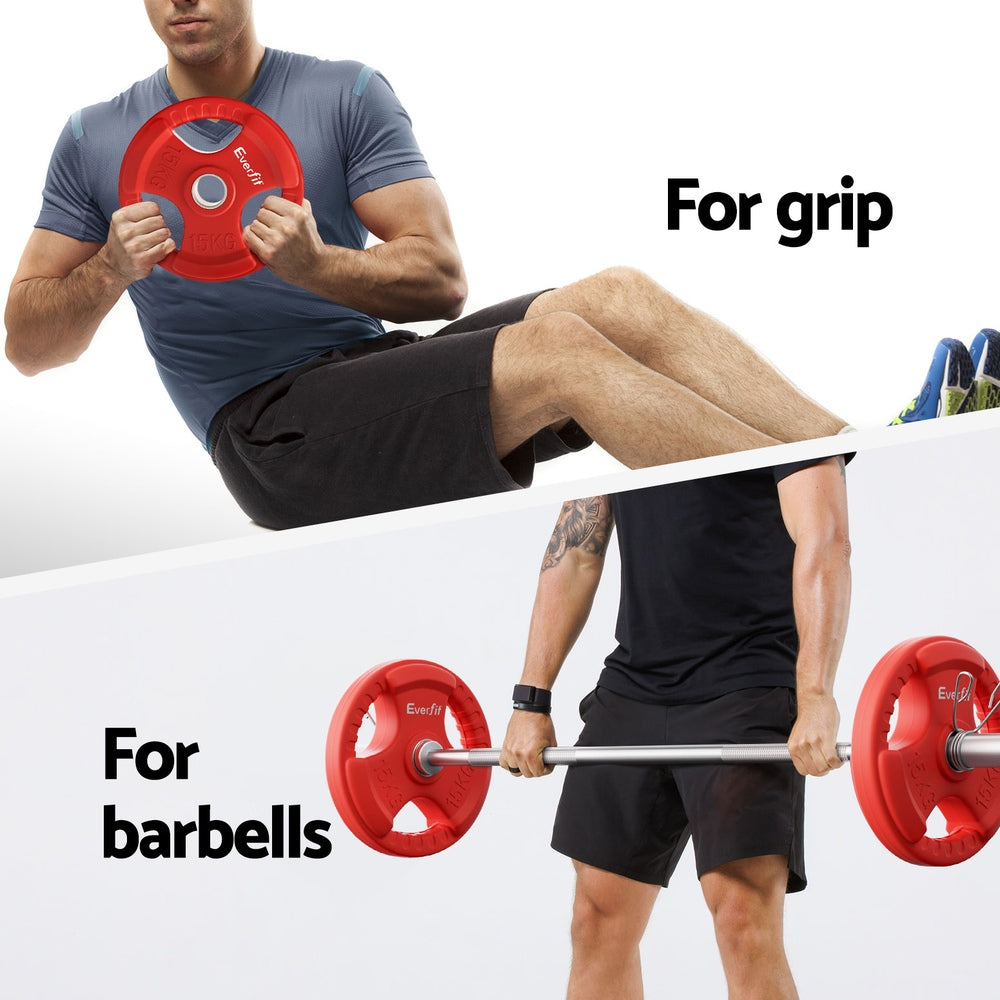 Everfit Weight Plates Olympic 15kgx2 Dumbbell Barbell Plate Weight Lifting Home Gym Red FIT-K-DB-PL-SET-30KG