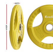 Everfit Weight Plates Olympic 20kgx2 Dumbbell Barbell Plate Weight Lifting Home Gym Yellow FIT-K-DB-PL-SET-40KG