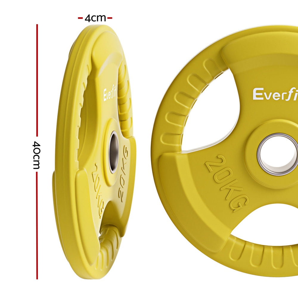 Everfit Weight Plates Olympic 20kgx2 Dumbbell Barbell Plate Weight Lifting Home Gym Yellow FIT-K-DB-PL-SET-40KG