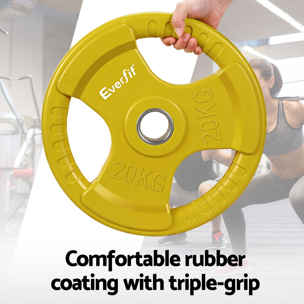 Everfit Weight Plates Olympic 20kgx2 Dumbbell Barbell Plate Weight Lifting Home Gym Yellow FIT-K-DB-PL-SET-40KG