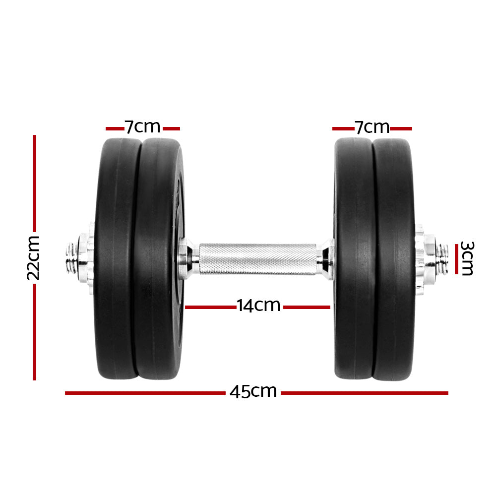 Everfit 25kg Dumbbell Set Weight Plates Dumbbells Lifting Bench FIT-K-DB-SET-25KG
