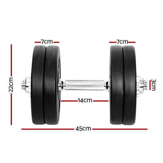 Everfit 25kg Dumbbell Set Weight Plates Dumbbells Lifting Bench FIT-K-DB-SET-25KG