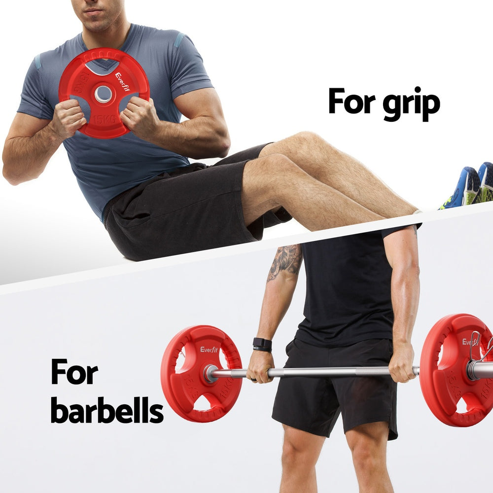 Everfit Barbells Set 36kg 120cm Dumbbell Barbell Plate Weight Lifting Home Gym Red Lifting FIT-K-DB-SET-36KG