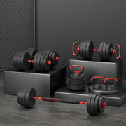 Everfit 40kg Adjustable Dumbbells Set Kettle Bell Weight Plates Barbells Gym FIT-K-DB-SET-40KG-AB