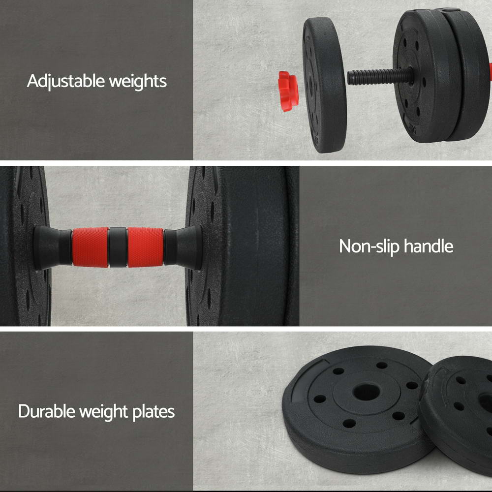 Everfit 40kg Adjustable Dumbbells Set Kettle Bell Weight Plates Barbells Gym FIT-K-DB-SET-40KG-AB