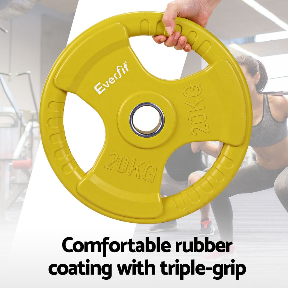 Everfit Barbells 46KG 120CM Dumbbell Barbell Plate Weight Lifting Home Gym Yellow FIT-K-DB-SET-46KG