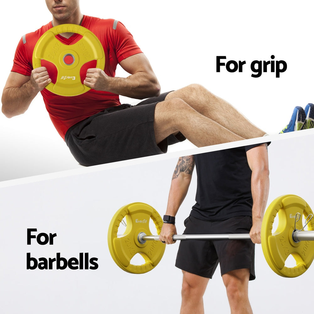 Everfit Barbells 46KG 120CM Dumbbell Barbell Plate Weight Lifting Home Gym Yellow FIT-K-DB-SET-46KG