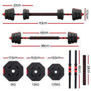 Everfit 20kg Adjustable Dumbbell Barbell Set Weight Plates Home Workout FIT-K-DBS-20KG