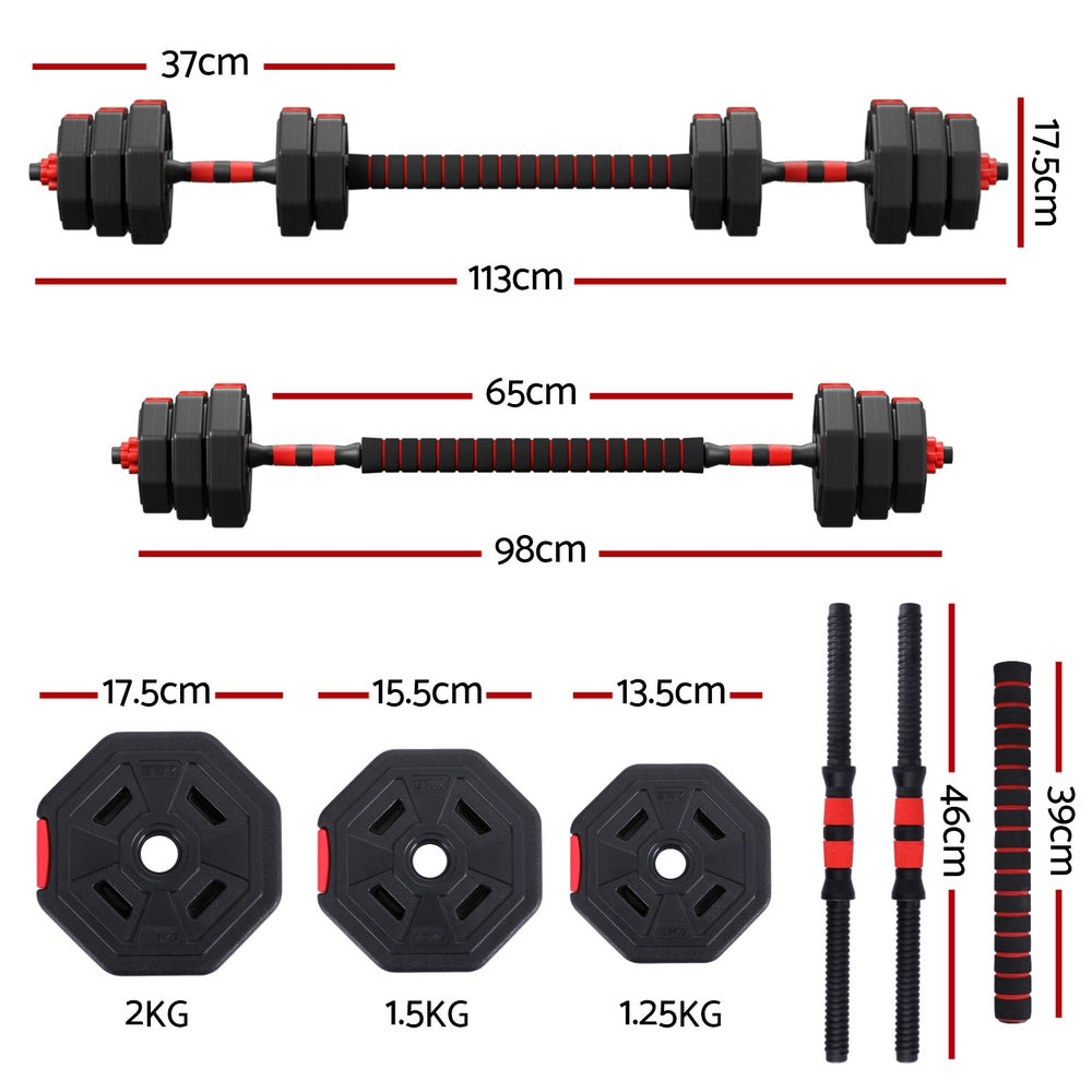 Everfit 20kg Adjustable Dumbbell Barbell Set Weight Plates Home Workout FIT-K-DBS-20KG