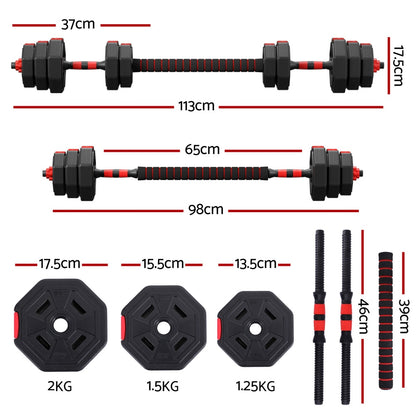 Everfit 20kg Adjustable Dumbbell Barbell Set Weight Plates Home Workout FIT-K-DBS-20KG