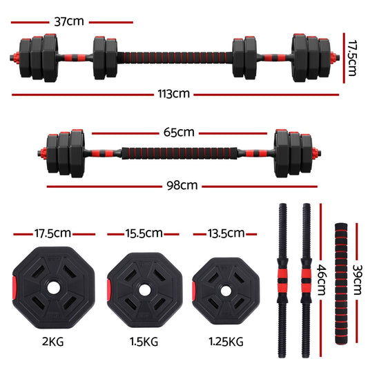 Everfit 20kg Adjustable Dumbbell Barbell Set Weight Plates Home Workout FIT-K-DBS-20KG