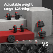 Everfit 20kg Adjustable Dumbbell Barbell Set Weight Plates Home Workout FIT-K-DBS-20KG