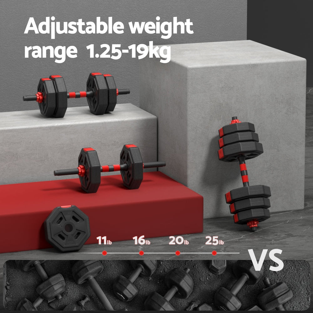 Everfit 20kg Adjustable Dumbbell Barbell Set Weight Plates Home Workout FIT-K-DBS-20KG