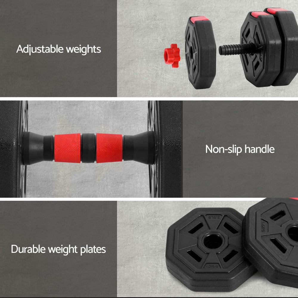 Everfit 20kg Adjustable Dumbbell Barbell Set Weight Plates Home Workout FIT-K-DBS-20KG