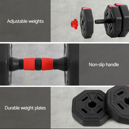Everfit 20kg Adjustable Dumbbell Barbell Set Weight Plates Home Workout FIT-K-DBS-20KG
