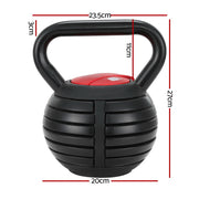 Everfit 18kg Adjustable Kettlebell Set Portable Kettle Bell Weight Dumbbells 10lbs 40lbs FIT-K-KB-18KG-BK