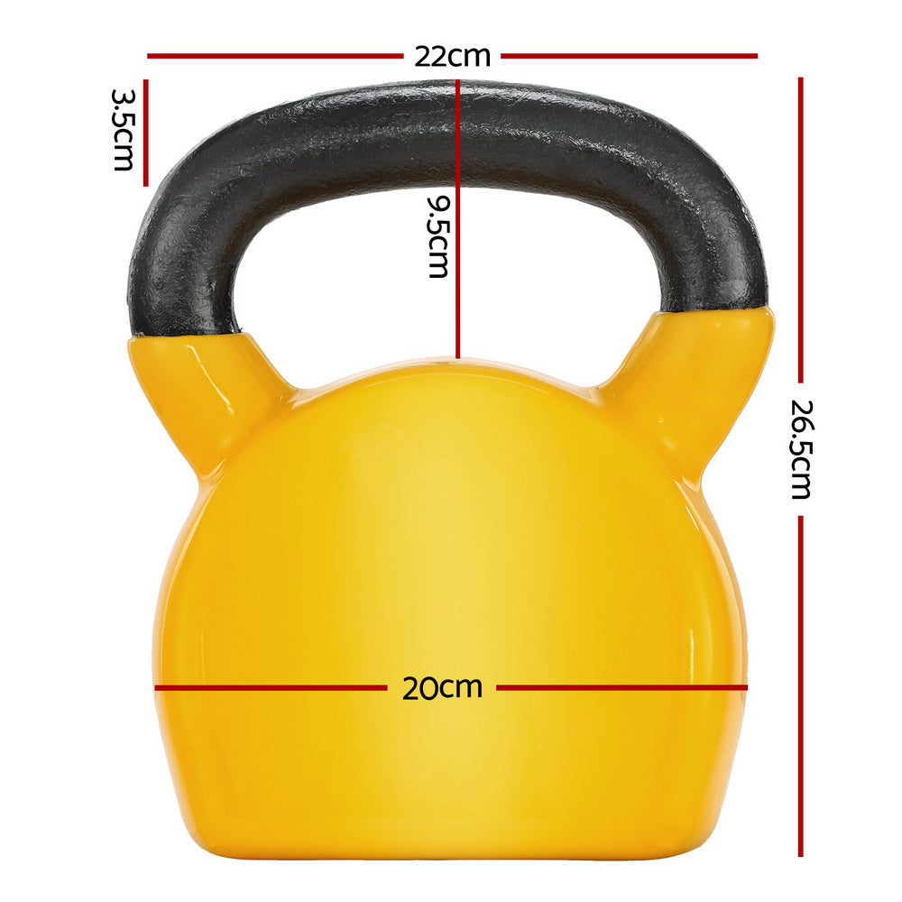 Everfit 20kg Kettlebell Set Weightlifting Bench Dumbbells Kettle Bell Gym Home FIT-K-KB-20KG-YE