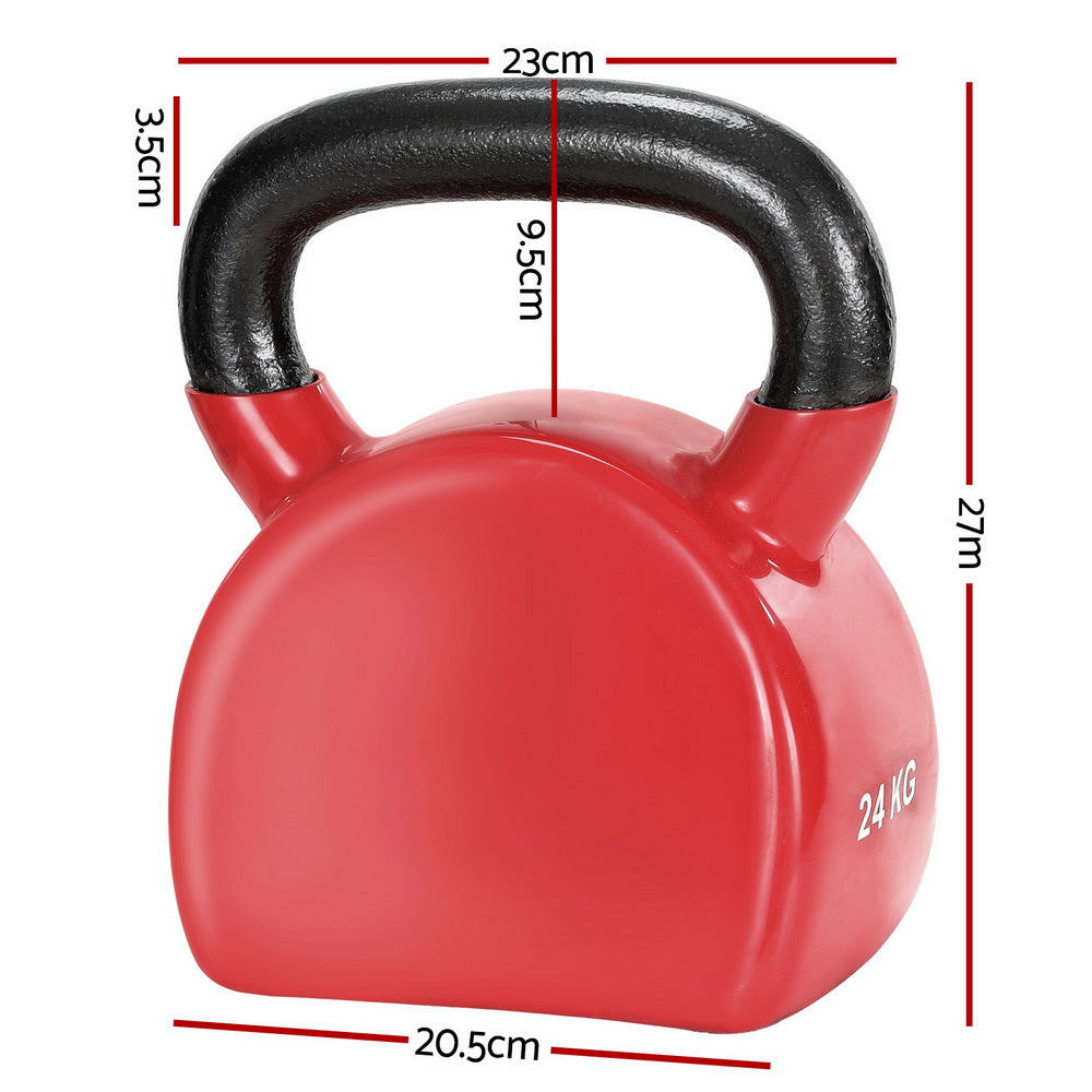 Everfit 24kg Kettlebell Weightlifting Bench Dumbbells Kettle Bell Gym Home FIT-K-KB-24KG-RD