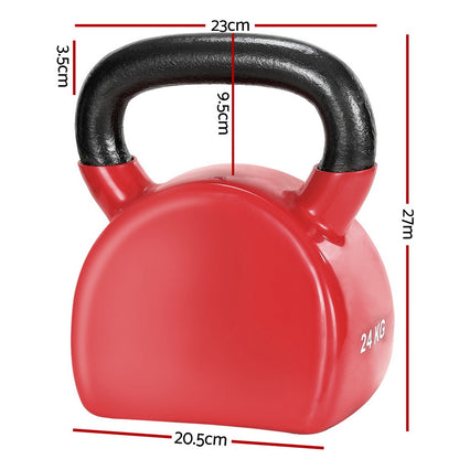 Everfit 24kg Kettlebell Weightlifting Bench Dumbbells Kettle Bell Gym Home FIT-K-KB-24KG-RD