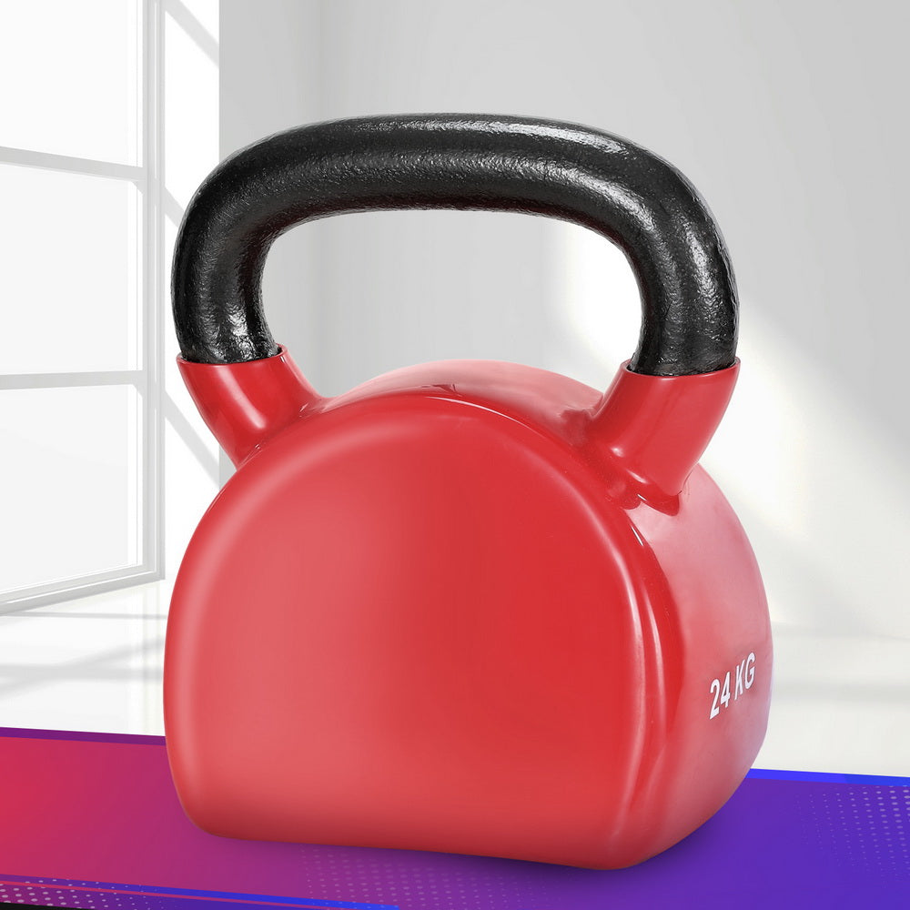 Everfit 24kg Kettlebell Weightlifting Bench Dumbbells Kettle Bell Gym Home FIT-K-KB-24KG-RD