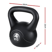 Everfit 4kg Kettlebell Set Weight Lifting Bench Dumbbells Kettle Bell Gym Home FIT-K-KB-4KG-BLACK