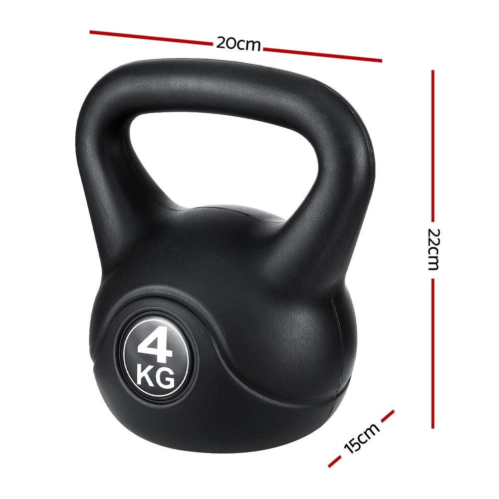 Everfit 4kg Kettlebell Set Weight Lifting Bench Dumbbells Kettle Bell Gym Home FIT-K-KB-4KG-BLACK