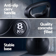 Everfit 8kg Kettlebell Set Weight Lifting Bench Dumbbells Kettle Bell Gym Home FIT-K-KB-8KG-BLACK