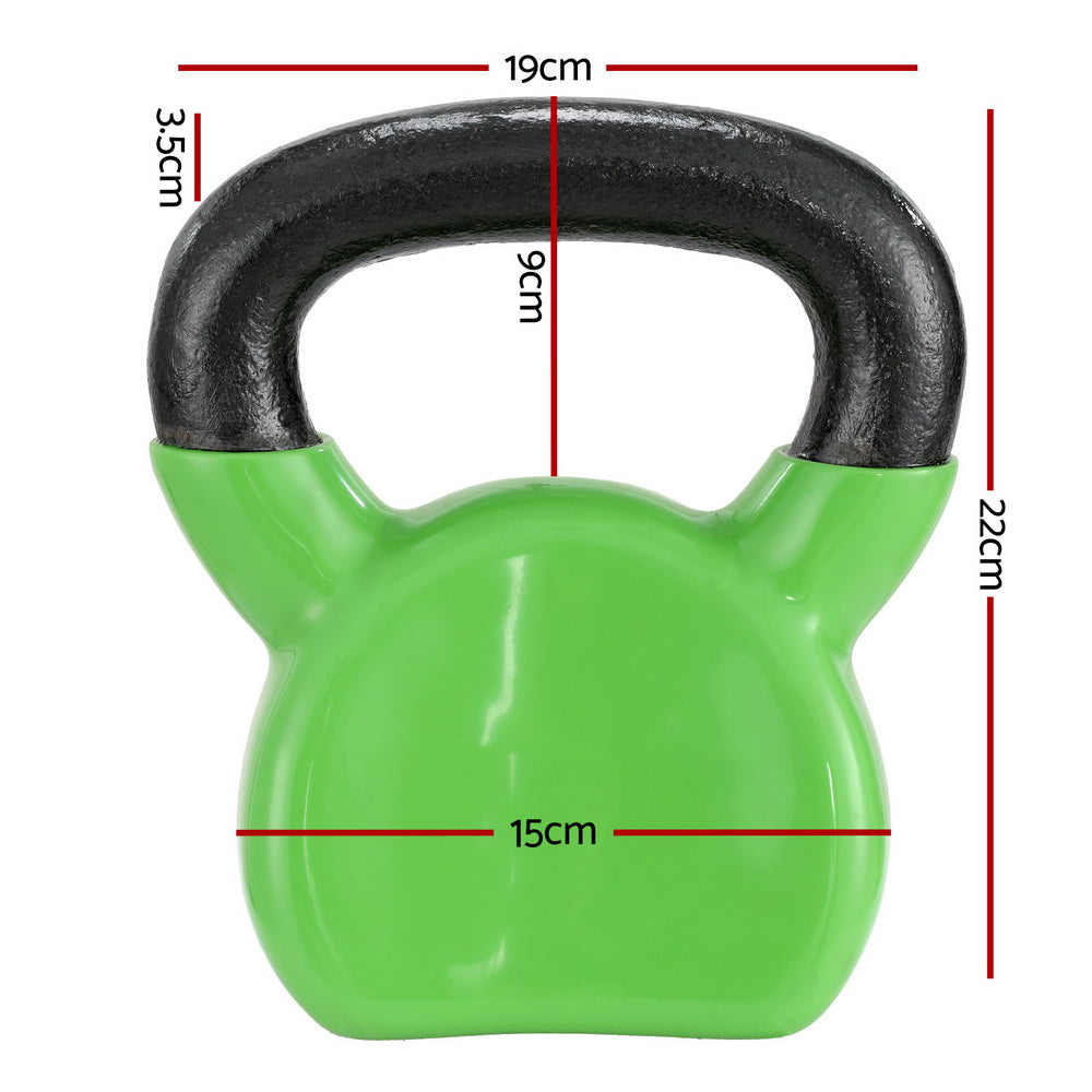 Everfit 8kg Kettlebell Set Weightlifting Bench Dumbbells Kettle Bell Gym Home FIT-K-KB-8KG-GN
