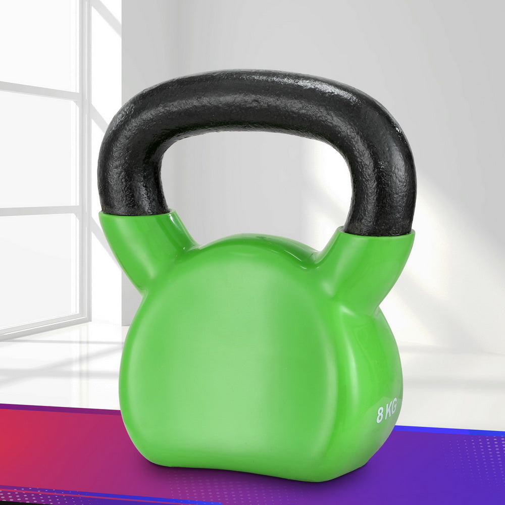 Everfit 8kg Kettlebell Set Weightlifting Bench Dumbbells Kettle Bell Gym Home FIT-K-KB-8KG-GN