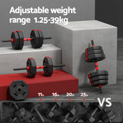 Everfit 40kg Adjustable Dumbbell Barbell Set Weight Plates Home Workout FIT-M-DBS-40KG-AB