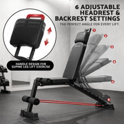 Everfit Adjustable Weight Bench Foldable Multi-Function Weight Bench
