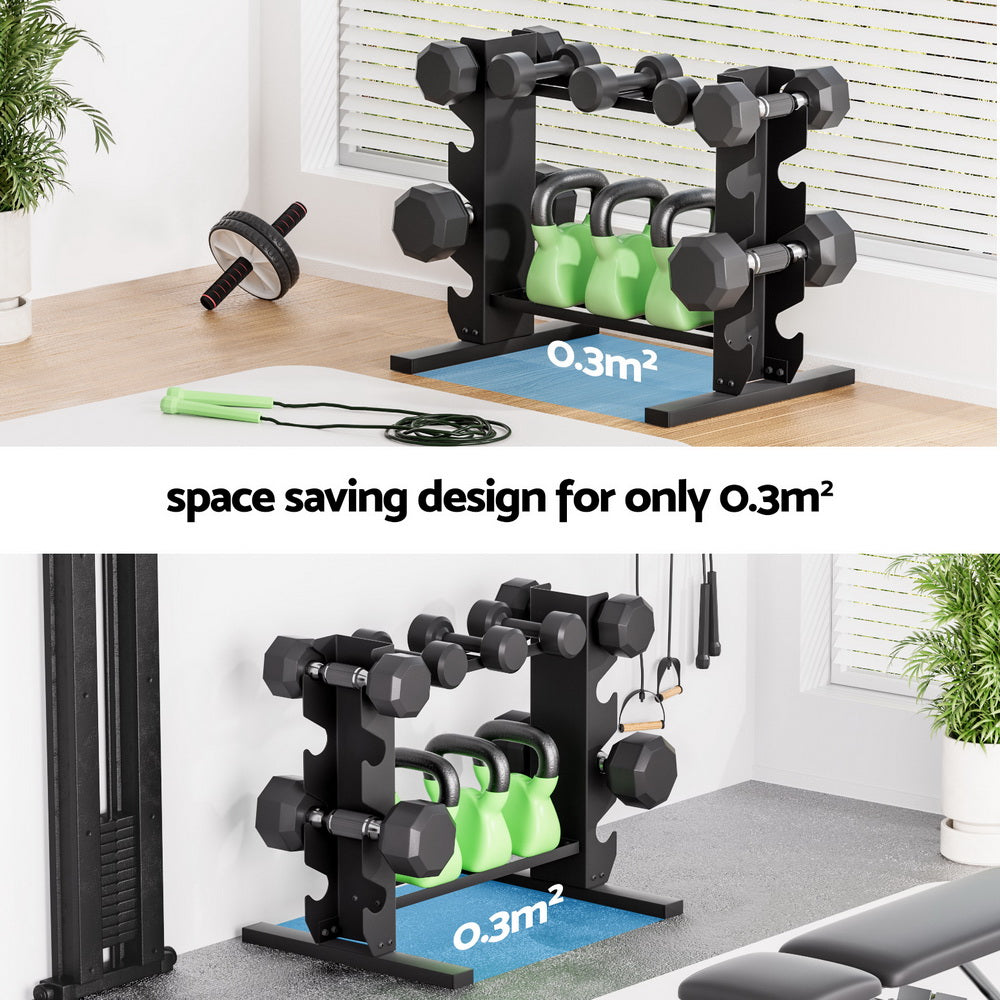 Everfit Dumbbells Rack Dumbbell Kettlebell Stand Home Gym Storage 200kg Capacity FIT-M-RACK-4L