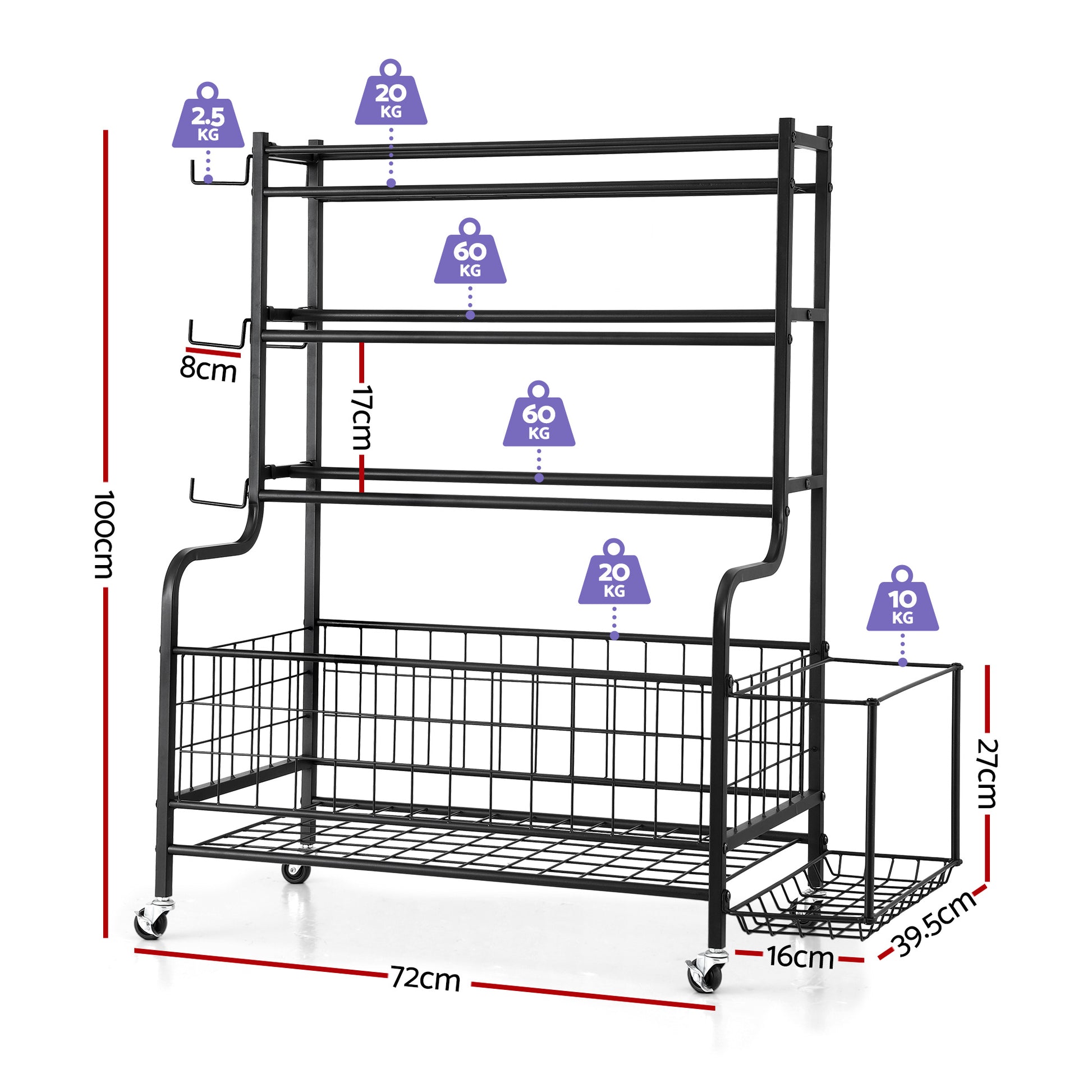 Everfit Dumbbell Rack Weight Rack for Dumbbells Home Gym Storage Black FIT-M-RACK-H-4L