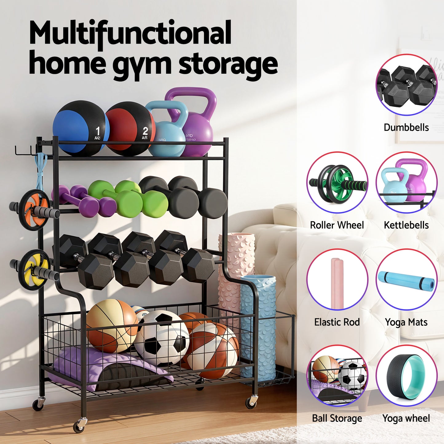 Everfit Dumbbell Rack Weight Rack for Dumbbells Home Gym Storage Black FIT-M-RACK-H-4L