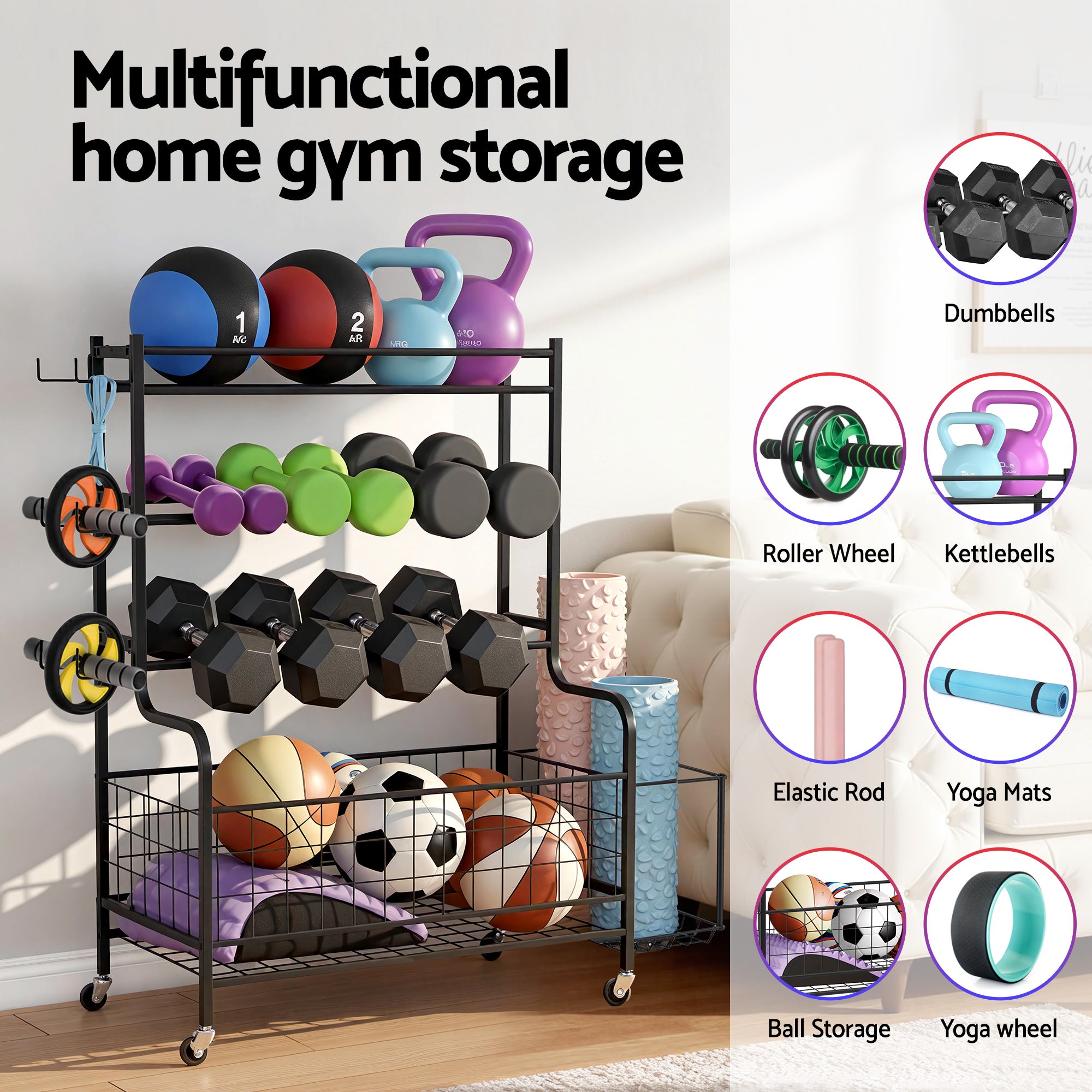 Everfit Dumbbell Rack Weight Rack for Dumbbells Home Gym Storage Black FIT-M-RACK-H-4L