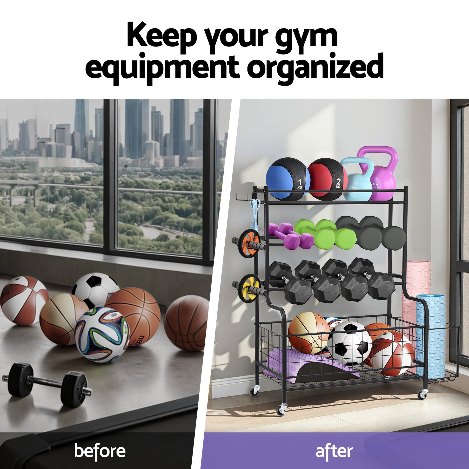 Everfit Dumbbell Rack Weight Rack for Dumbbells Home Gym Storage Black FIT-M-RACK-H-4L