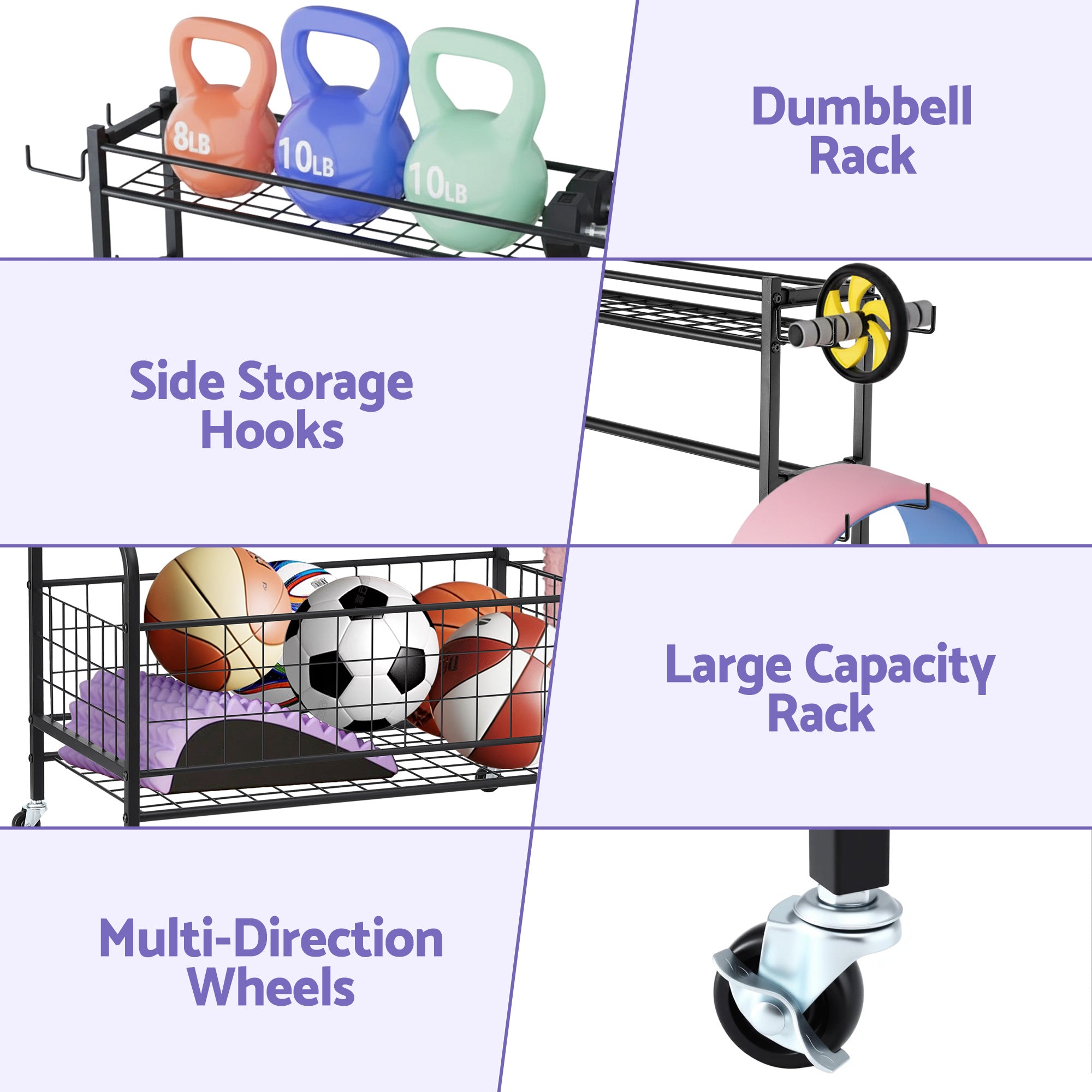 Everfit Dumbbell Rack Weight Rack for Dumbbells Home Gym Storage Black FIT-M-RACK-H-4L