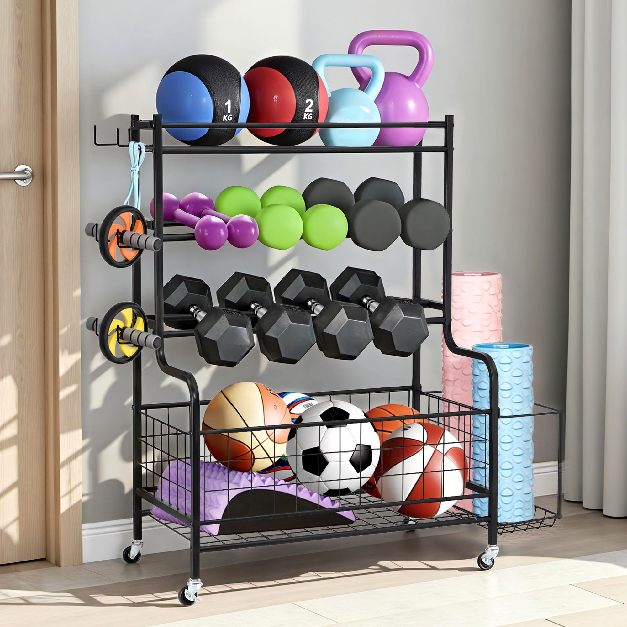 Everfit Dumbbell Rack Weight Rack for Dumbbells Home Gym Storage Black FIT-M-RACK-H-4L