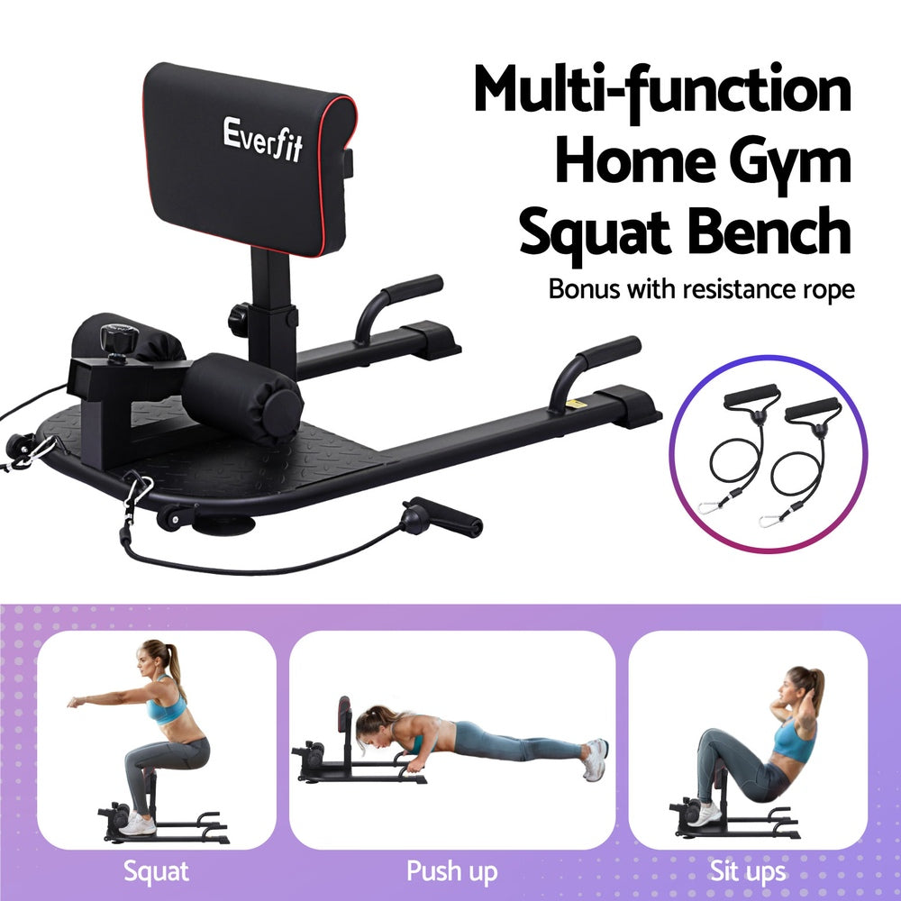 Everfit Deep Sissy Squat Weight Bench Adjustable Leg Extension Strength Training FIT-M-SQUAT-BENCH-BK